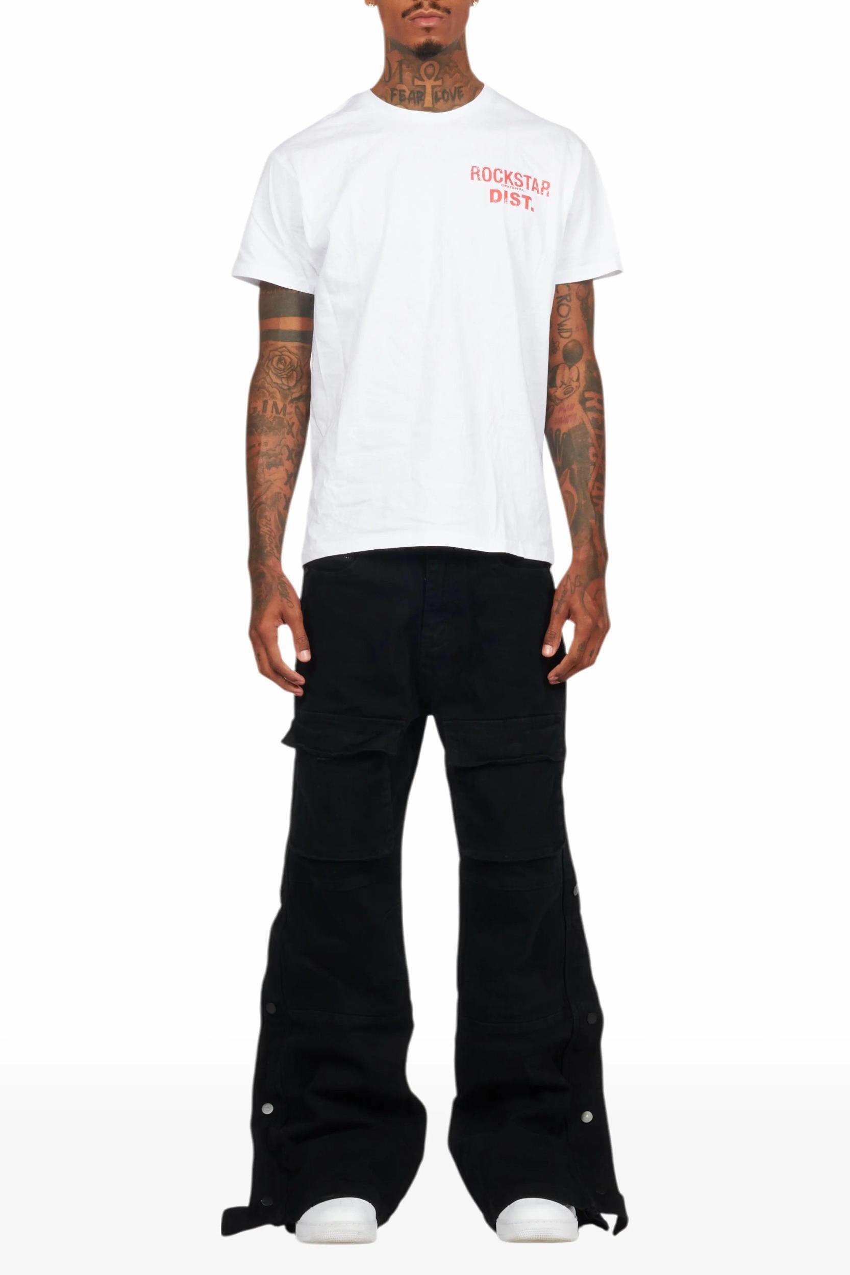 Yuri Black Stacked Cargo Flare Jean Male Product Image