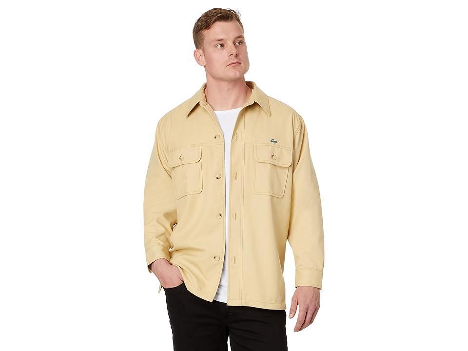 Lacoste Long Sleeve Overshirt Fit Button-Down Shirt w/ Two Front Pockets (Croissant) Men's Jacket Product Image