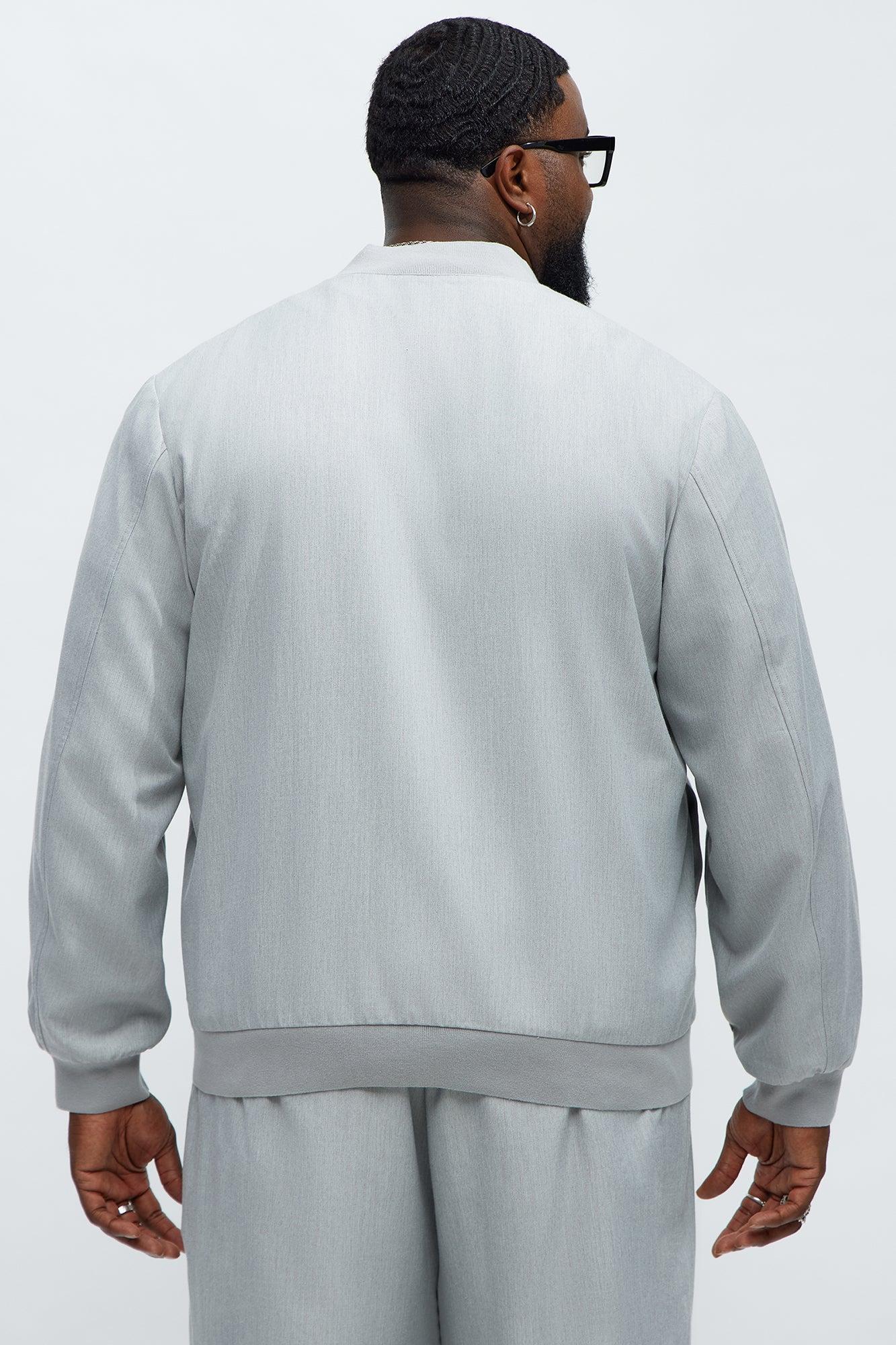 Slim Modern Two-Way Zipper Everyday Bomber - Light Grey Male Product Image