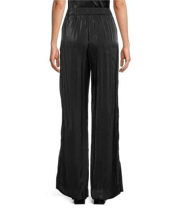 Cloth & Stone Woven Plaid Print High Rise Elastic Tie Waist Wide Leg Full Length Pants Product Image
