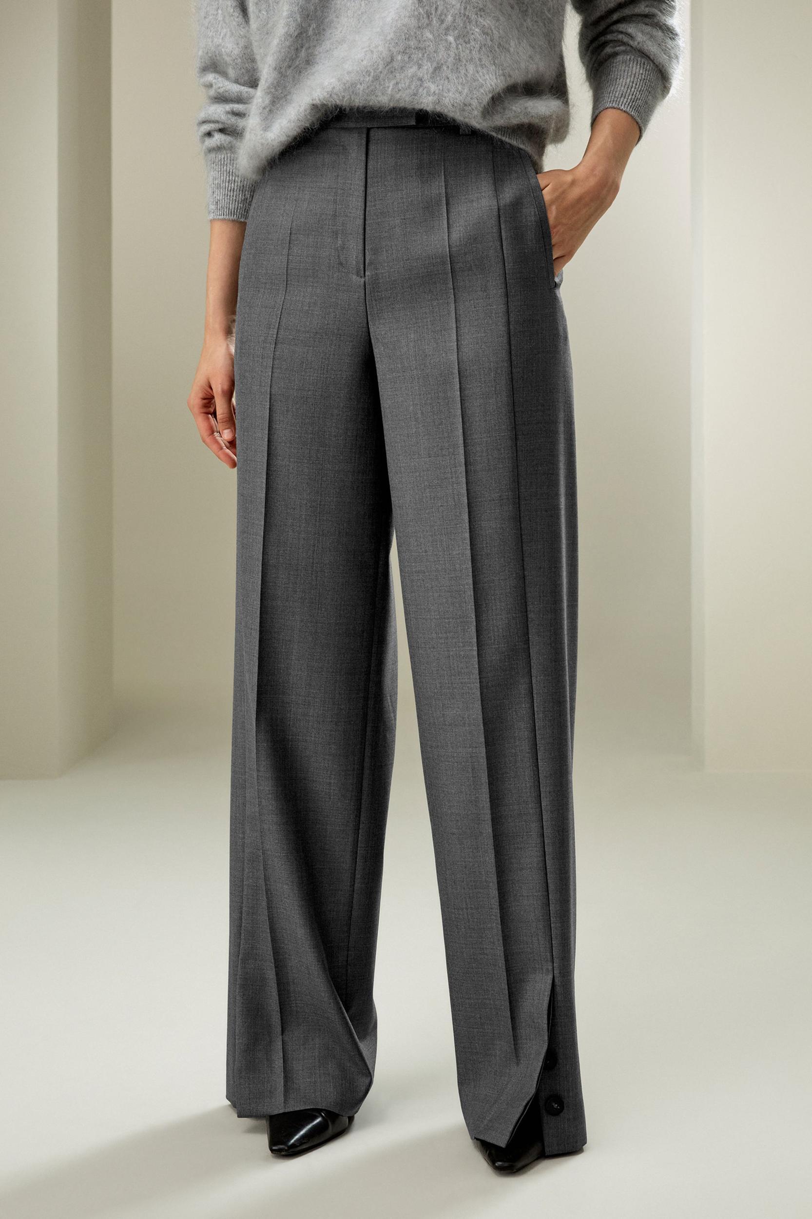 Wool Silk Blend Straight Pants Product Image