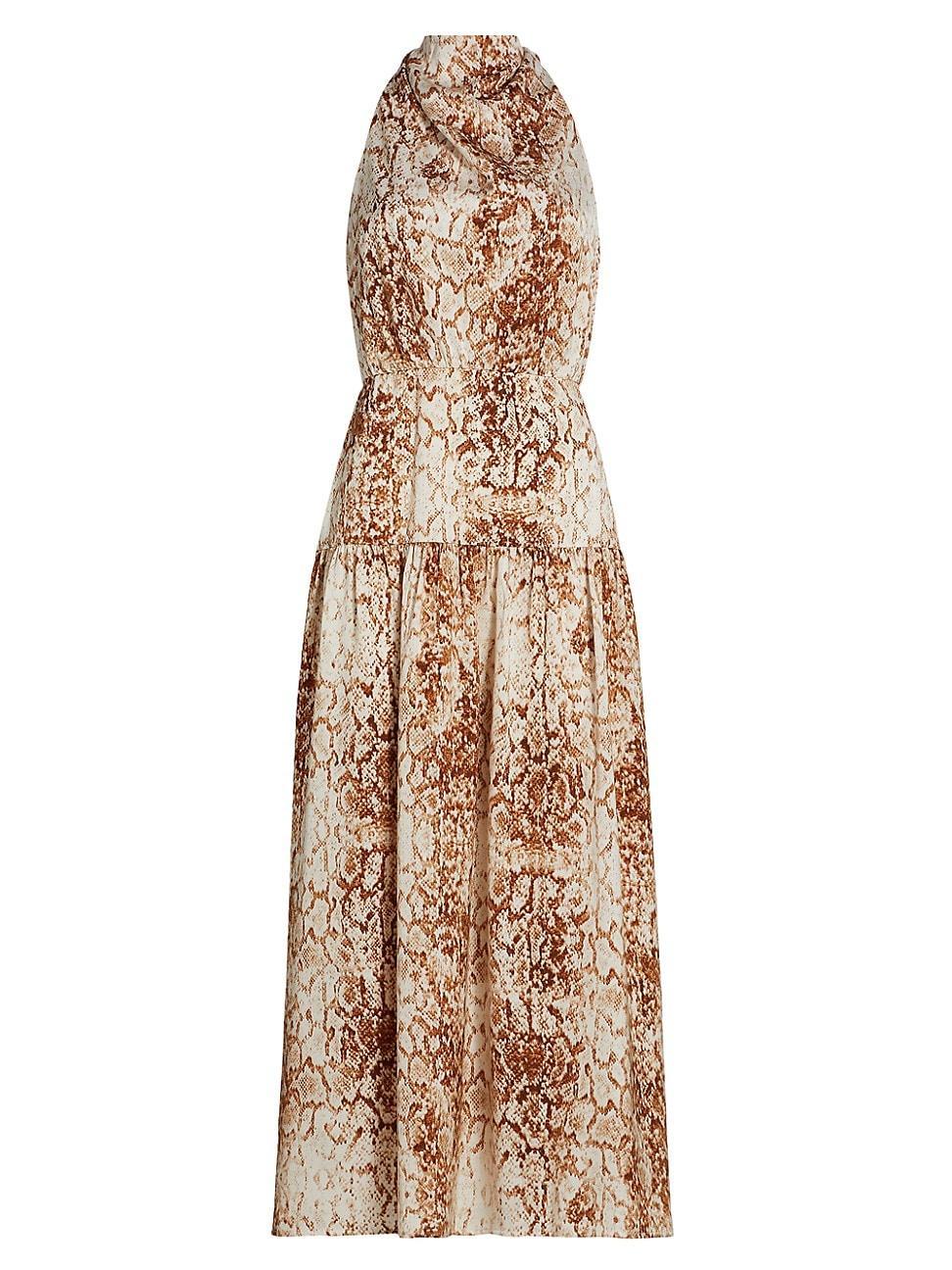 Womens Karine Snake Print Halter Maxi Dress Product Image