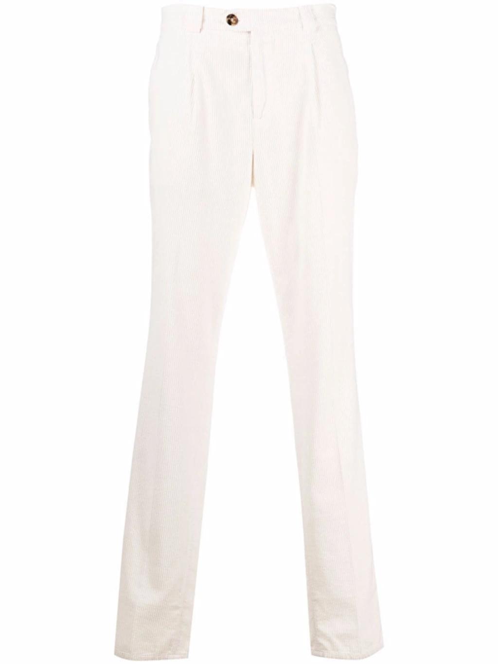 BRUNELLO CUCINELLI Slim-cut Tailored Trousers In Cream Product Image