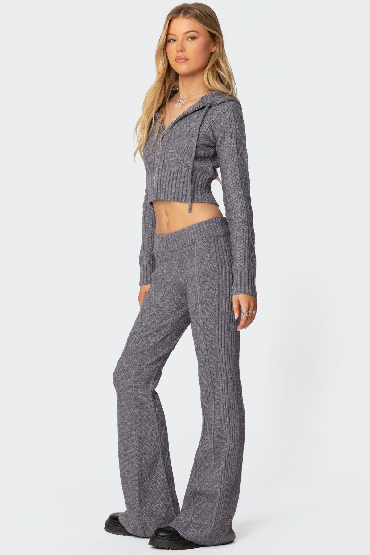 Ray Cable Knit Hooded Cardigan Product Image