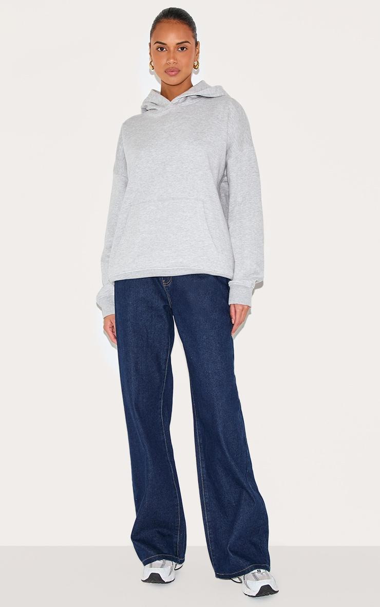  Ash Grey Oversized Sports Borg Applique Hoodie Product Image