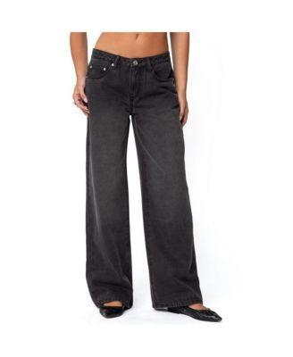 Edikted Womens 1980 Leopard Patch Low Rise Jeans Product Image