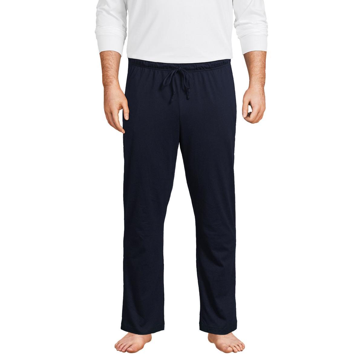 Big & Tall Lands End Knit Jersey Sleep Pants, Mens Grey Heather Product Image