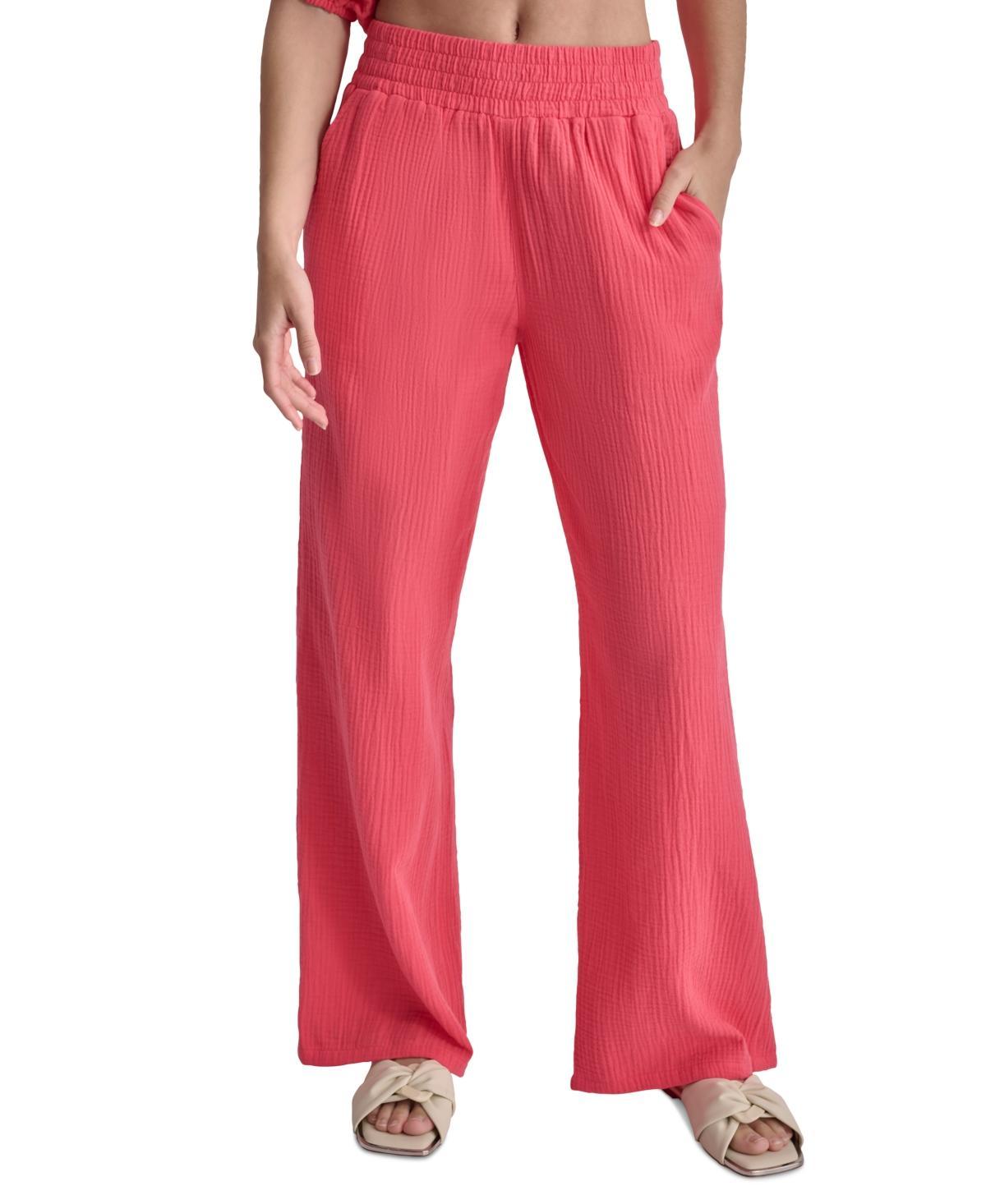 Dkny Jeans Womens High-Rise Gauze Straight-Leg Pants Product Image