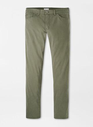 Peter Millar Mens Signature Sateen Five-Pocket Pant | Color: Military | Size: 32 Product Image