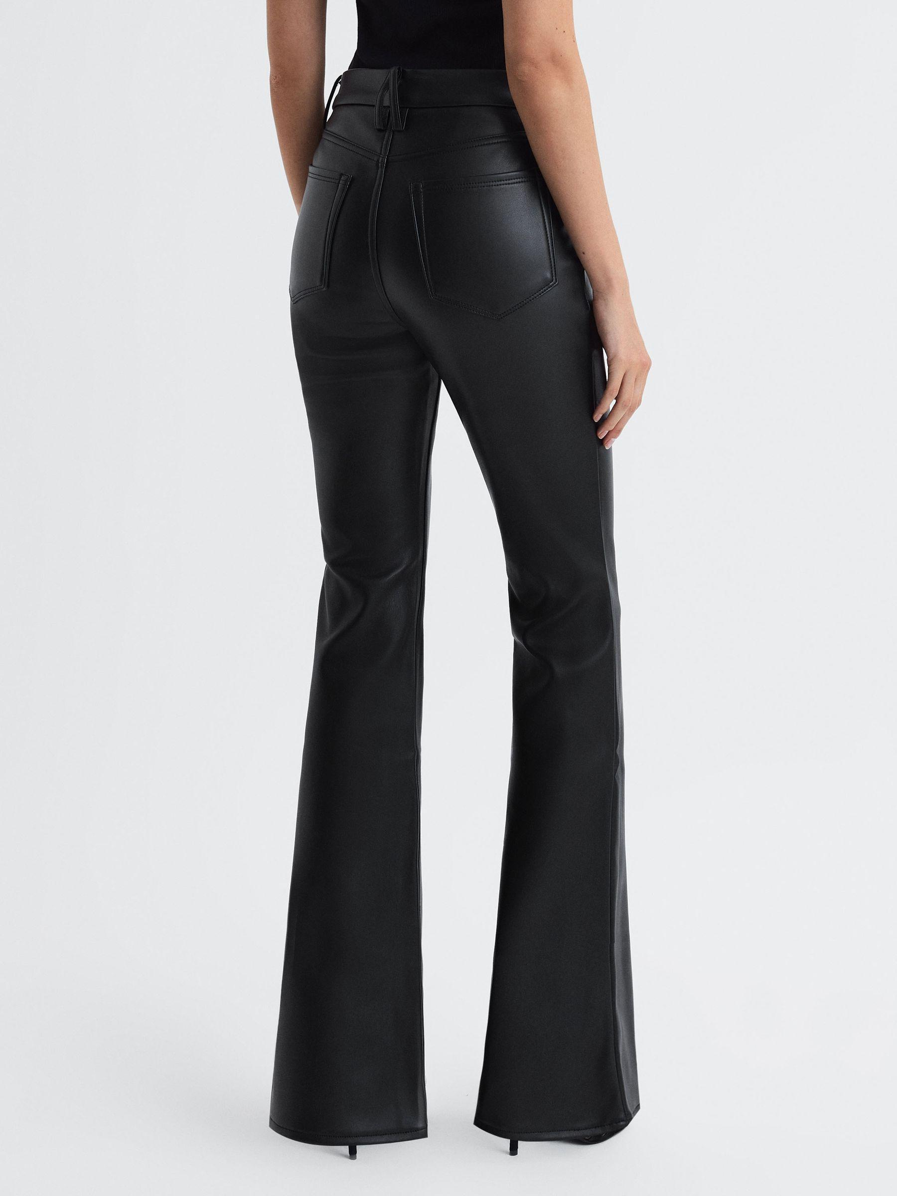 Good American Faux Leather Flared Trousers in Black Product Image