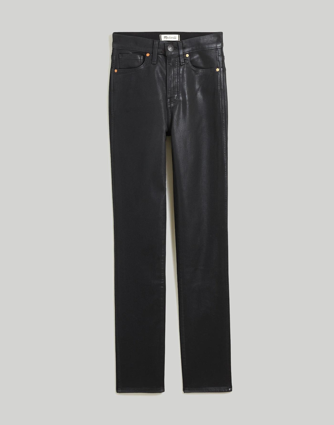 Stovepipe Jeans in True Black Wash: Coated Edition Product Image