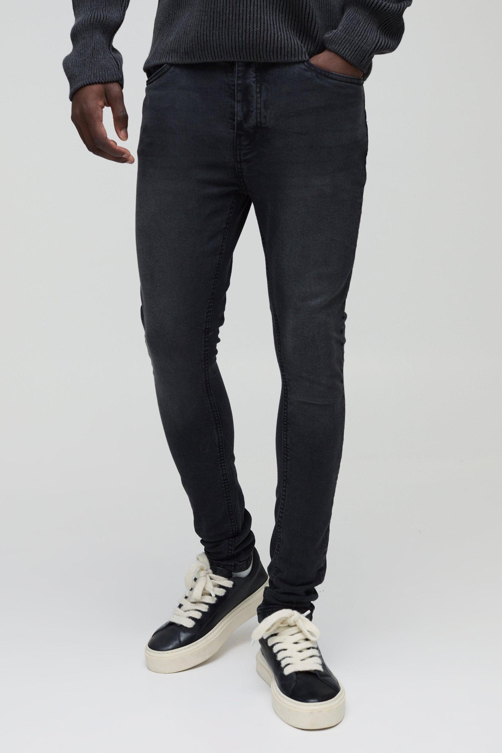 Mens Grey Super Skinny Stretch Jean, Grey Product Image