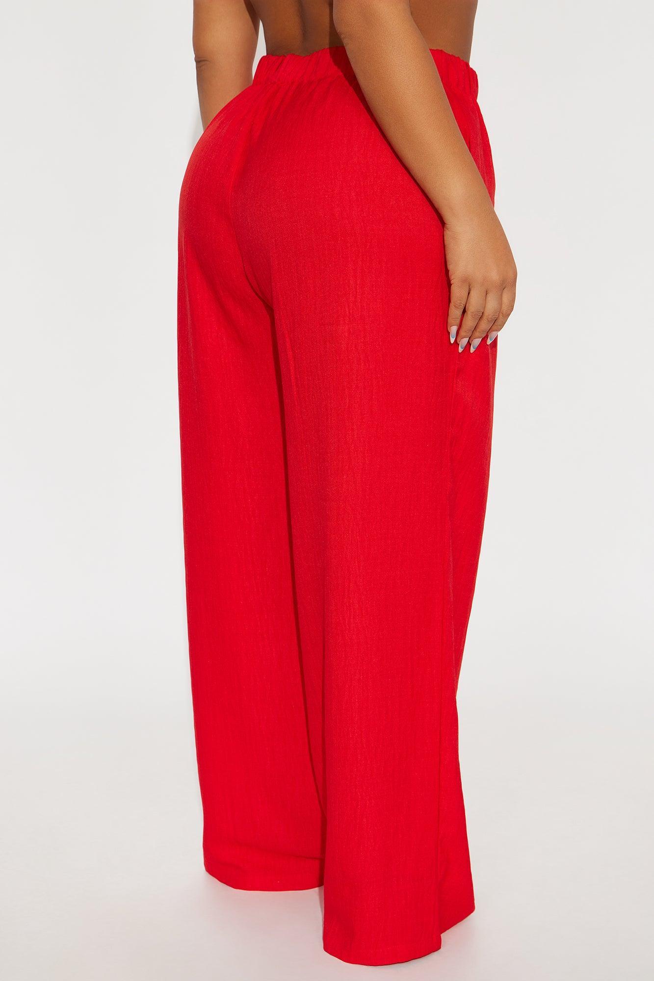 Daydreaming Wide Leg Airflow Pant - Red Product Image