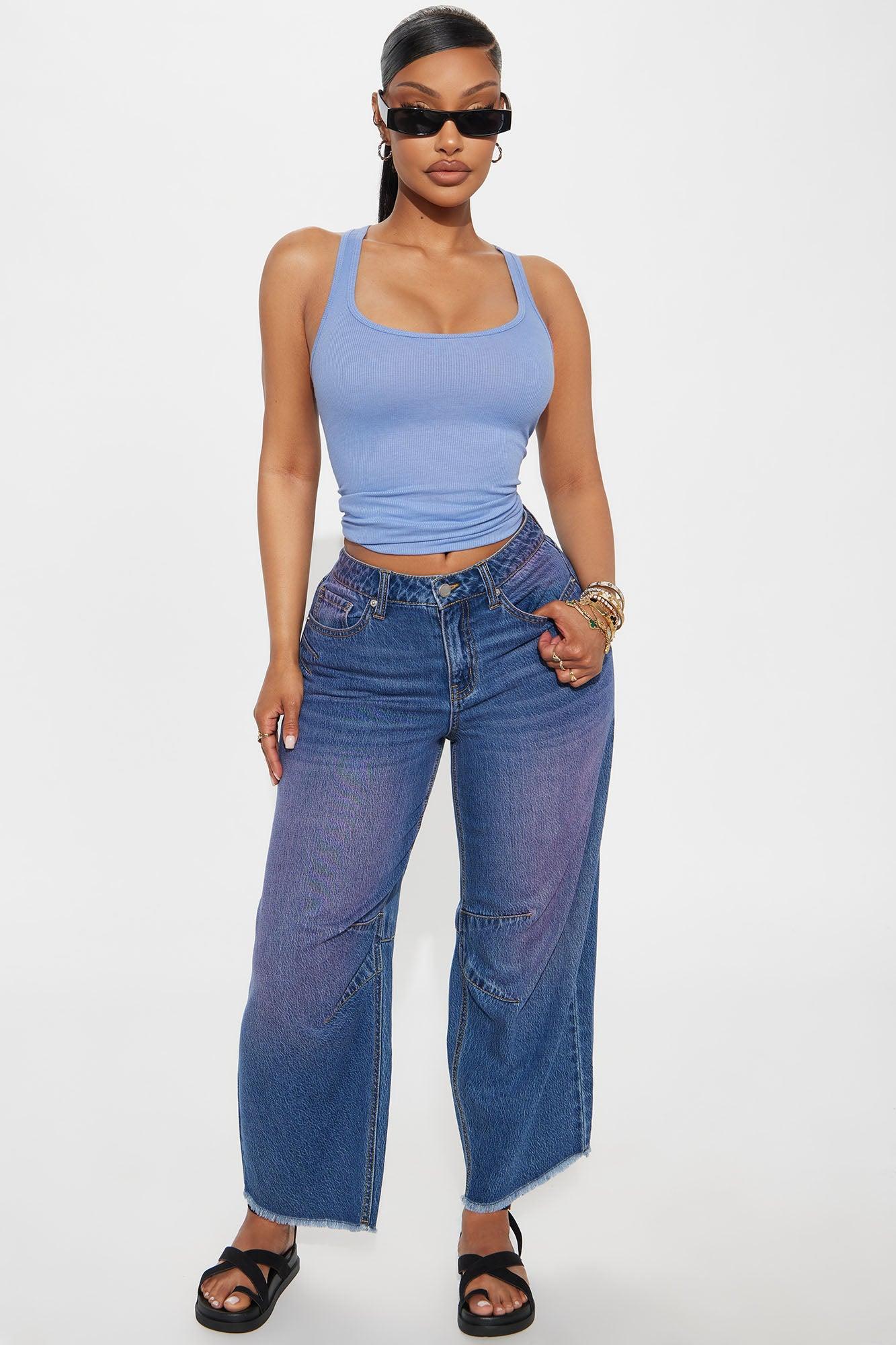 Zoey Racer Back Tank - Slate Blue Product Image