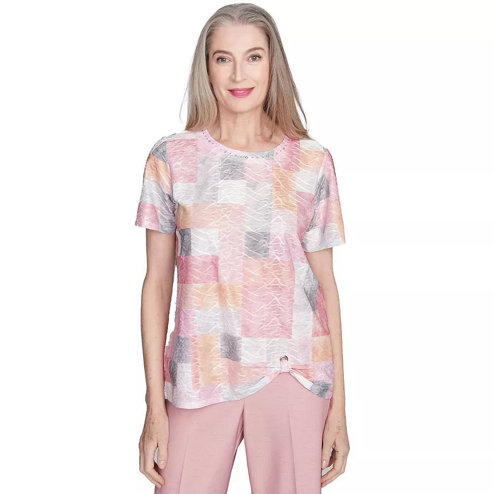 Women's Alfred Dunner Textured Colorblock Crewneck Tee, Size: Medium, Pink Team Product Image