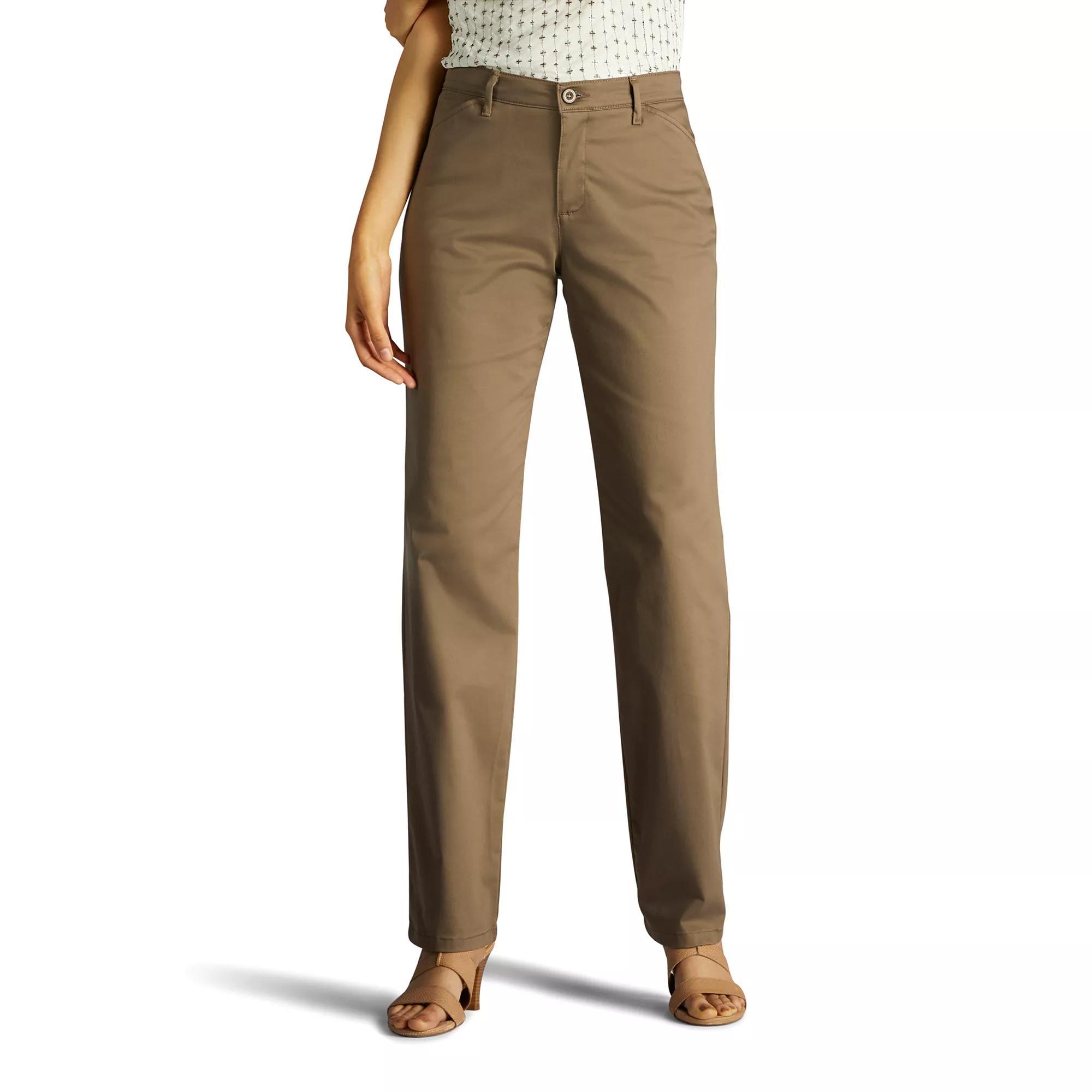 Women's Lee® Relaxed Fit Straight-Leg Twill Pants, Size: 4 Avg/Reg, Deep Breen Product Image