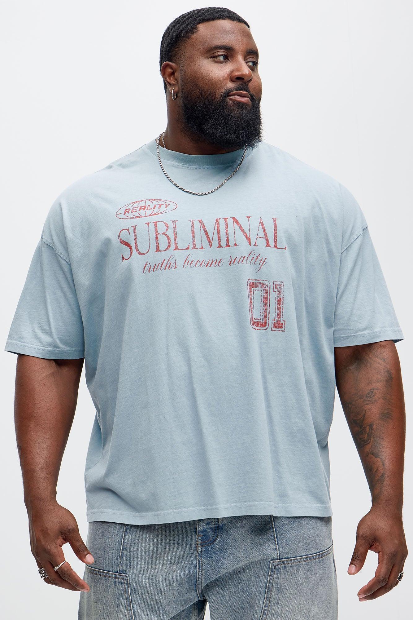 Reality Subliminal Oversized Short Sleeve Tee - Light Blue Product Image