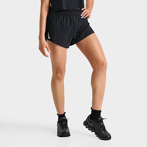 Nike Womens AeroSwift Dri-FIT ADV Mid-Rise 3 Inch Brief-Lined Shorts in Black/White Product Image