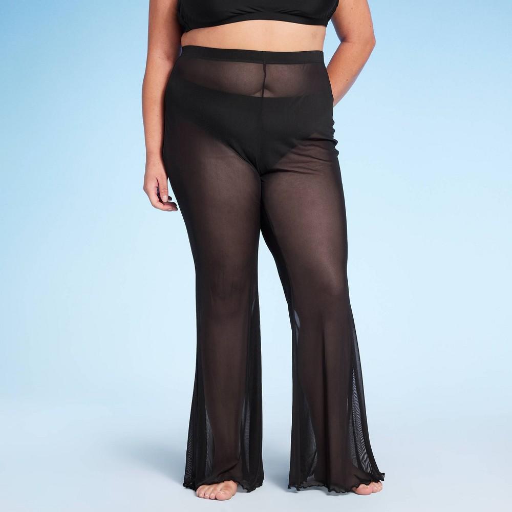 Womens Mesh High Waist Flare Cover Up Pants - Wild Fable White L Product Image