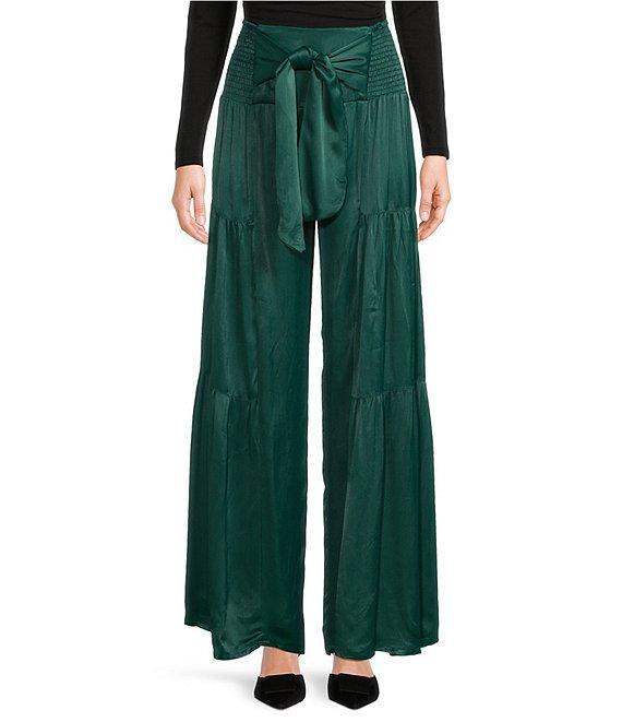 Angie Tie Waist Wide Leg Tier Pants Product Image