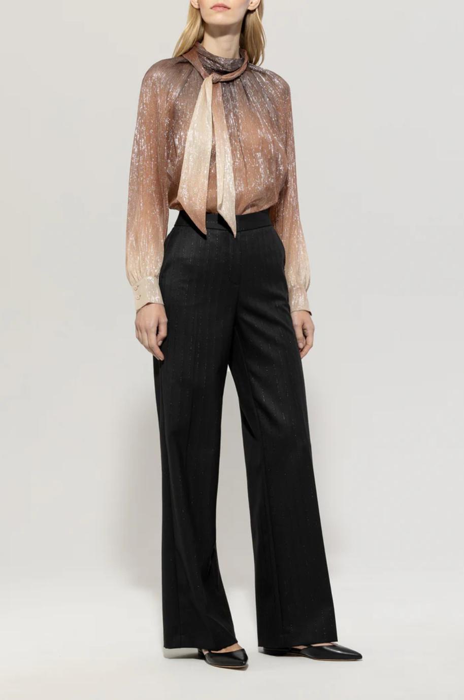 Luisa Cerano Pink Fumo Effect Bow Blouse Product Image