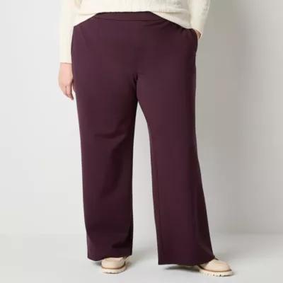 St. John's Bay-Plus Womens Wide Leg Pull-On Pants Product Image