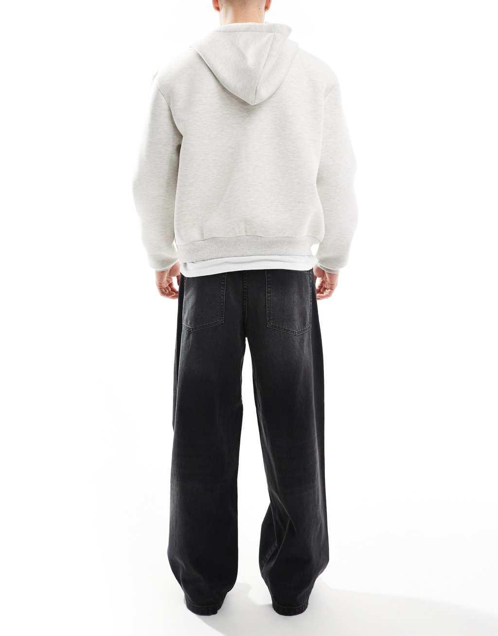 ASOS DESIGN super baggy jeans with darts in washed black Product Image
