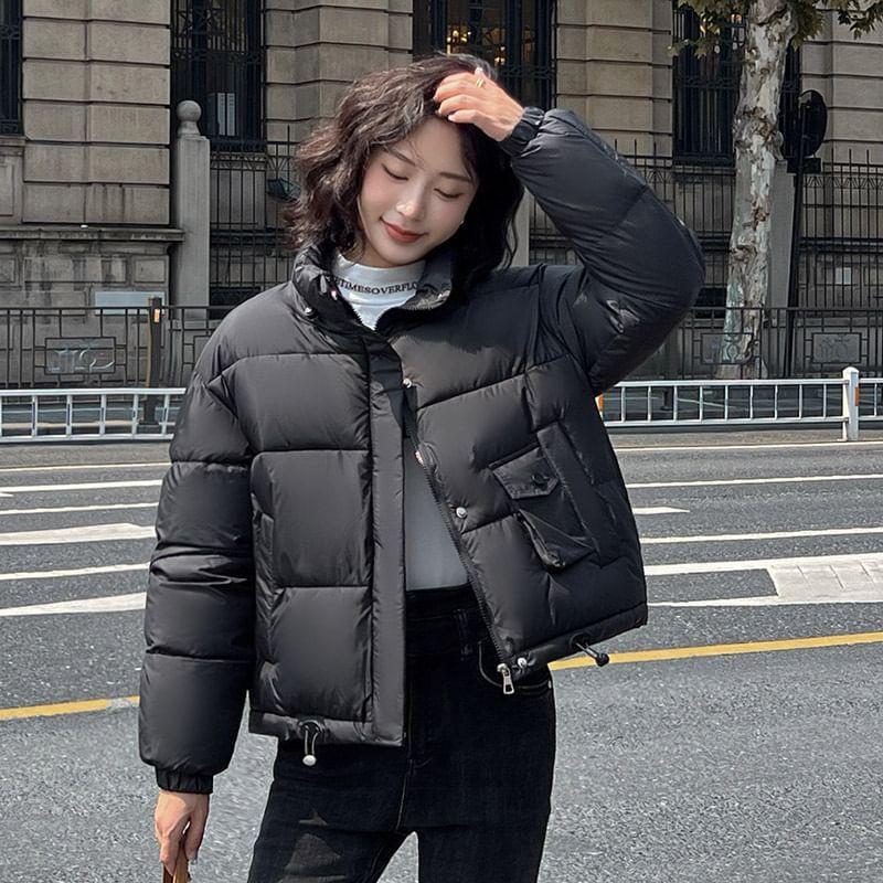 Mock Neck Zip-Up Puffer Jacket Product Image