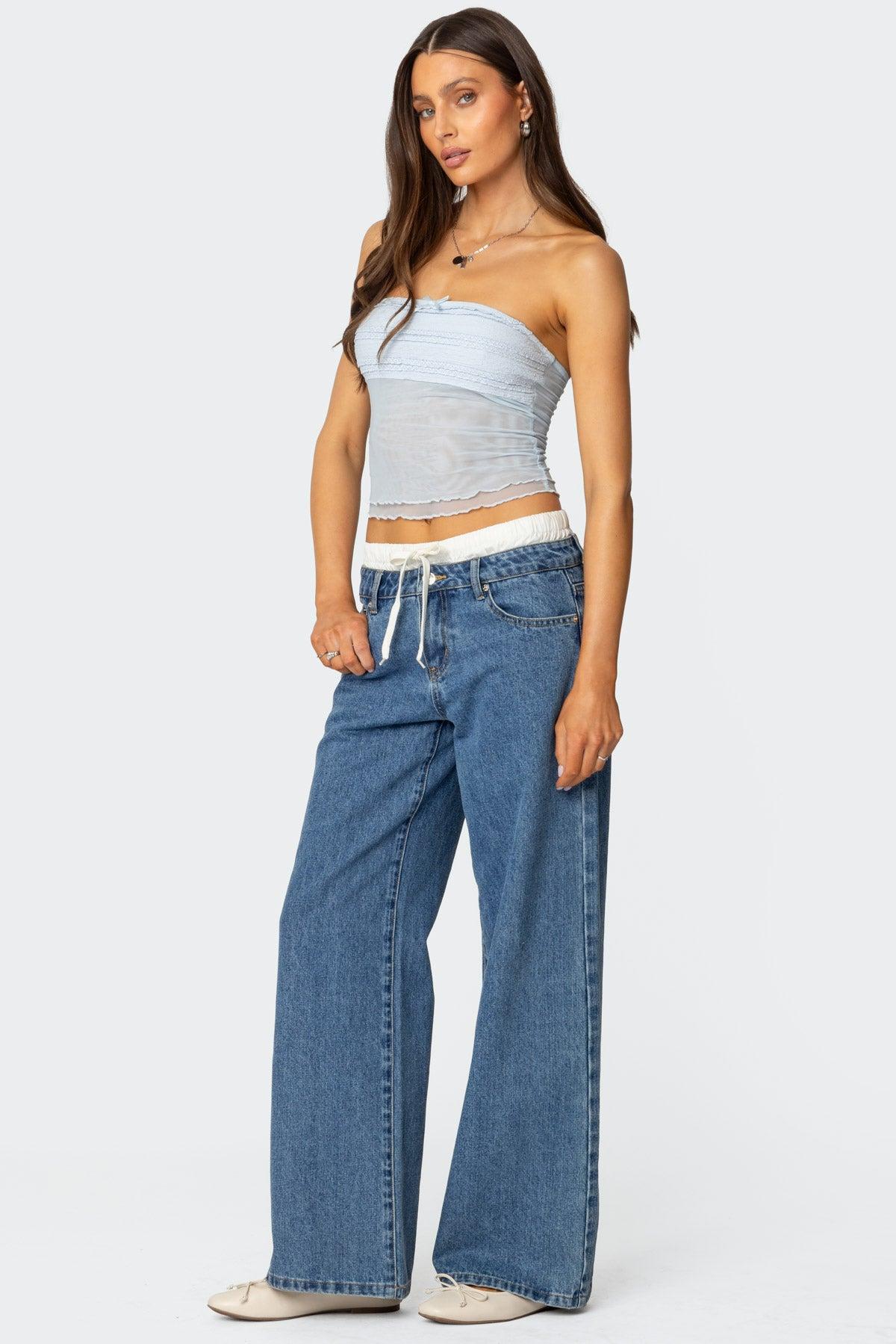 Rori Ruffle Knit Sheer Mesh Top Product Image