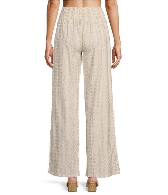 ELAN Coordinating Metallic Arrow Print Elastic Waistband Pull-On Side Slit Wide Leg Pants Product Image