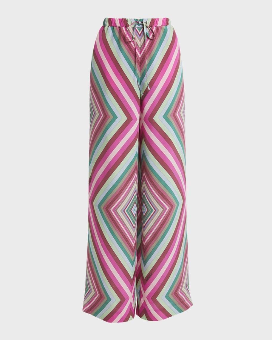 Rhombus-Print Neck-Scarf Crepe De Chine Shirt Product Image