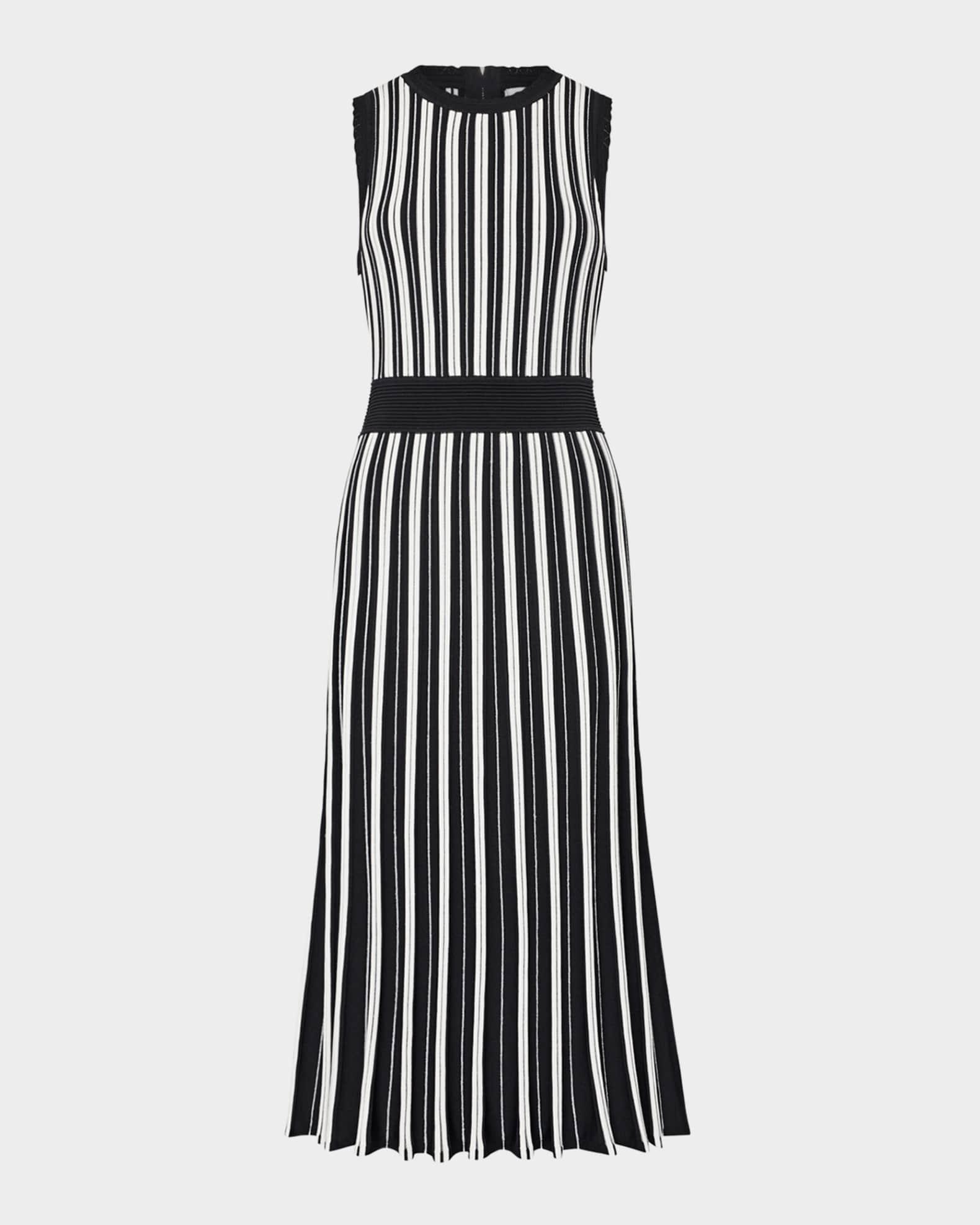Pleated Striped Knit Midi Dress Product Image