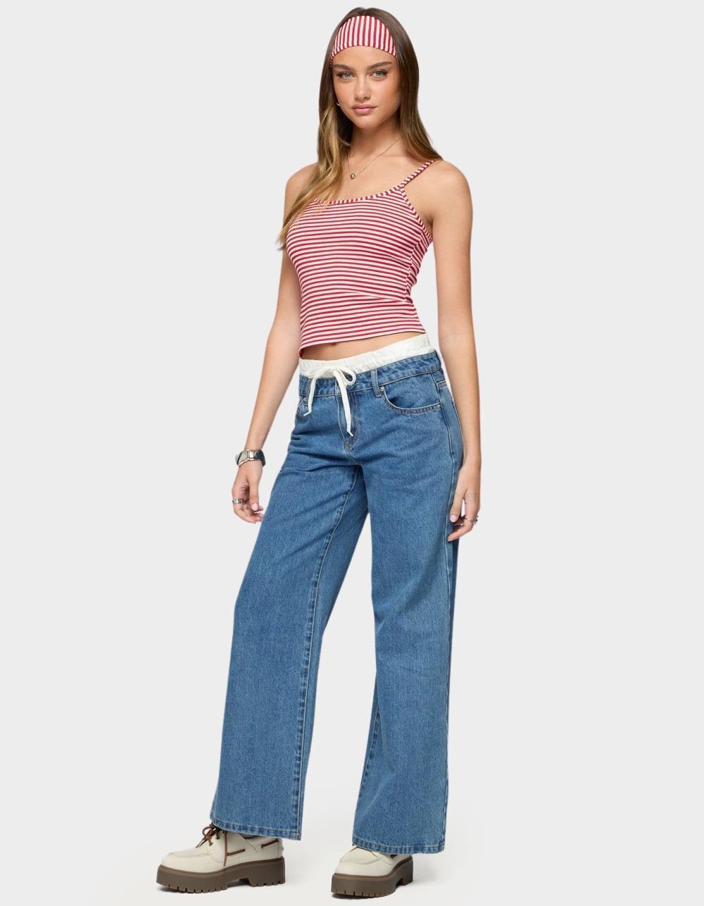EDIKTED Two Piece Striped Headband Tank Top - RED Product Image