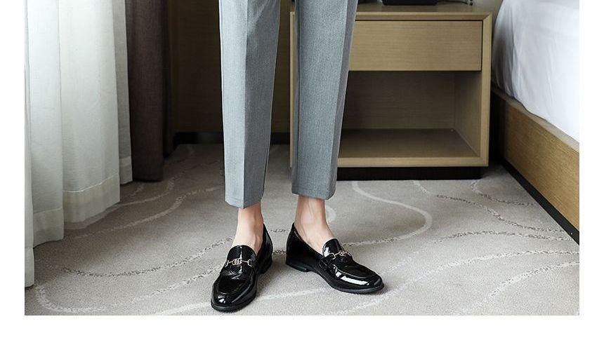 Plain Cropped Straight Leg Dress Pants Product Image