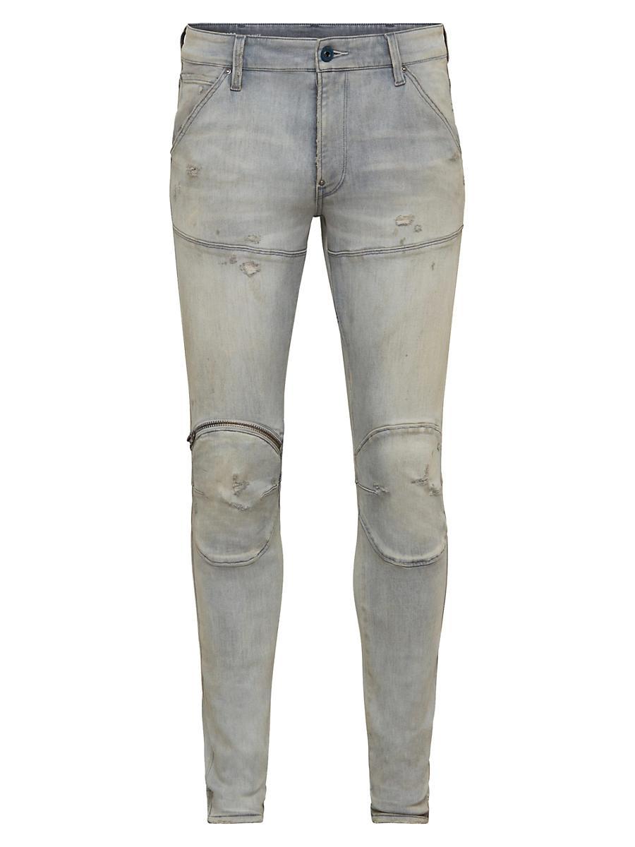 Mens D-5620 3D Zip Skinny Faded Jeans Product Image
