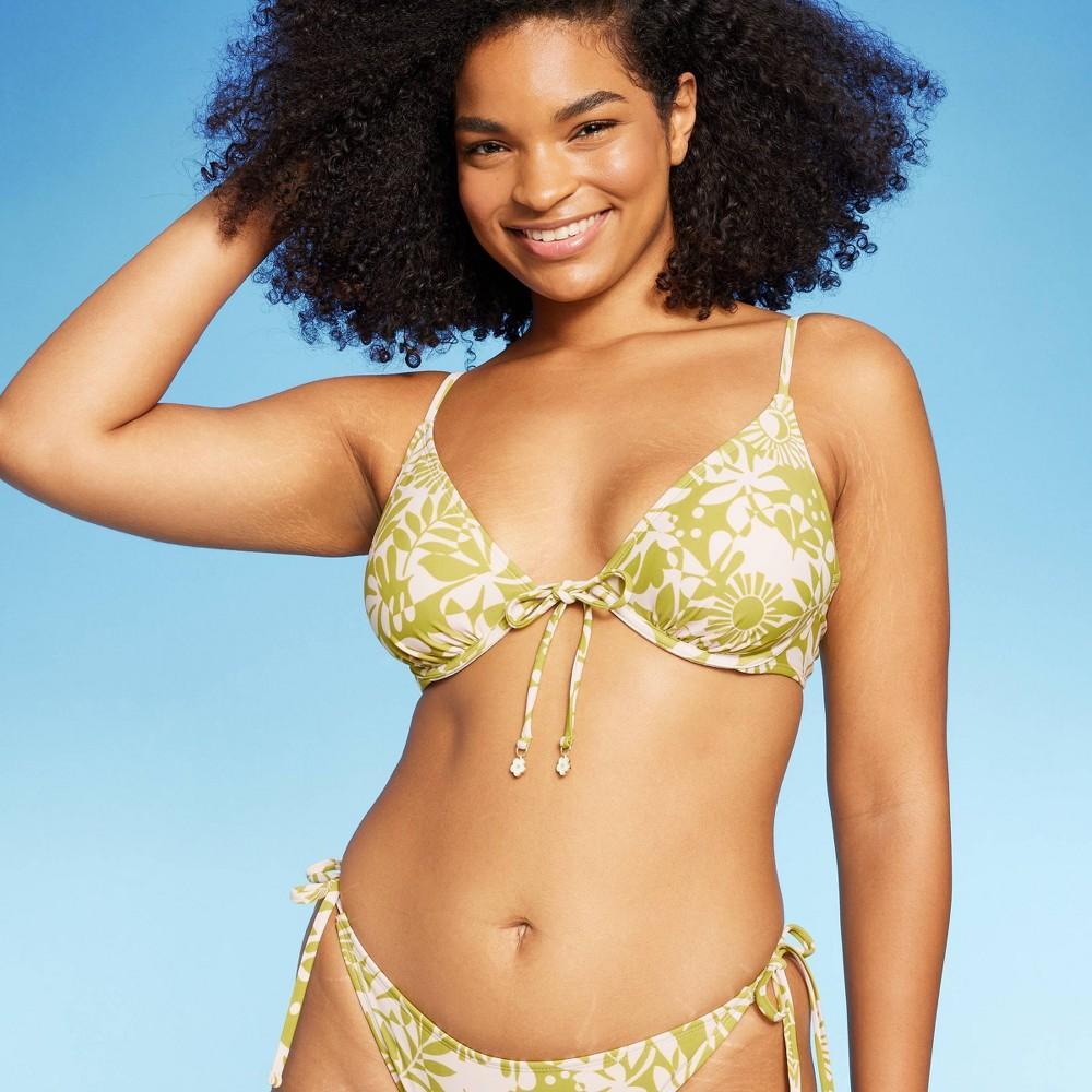Womens Flower Charm Underwire Bikini Top - Wild Fable /Ivory Leaf Print XXS Product Image