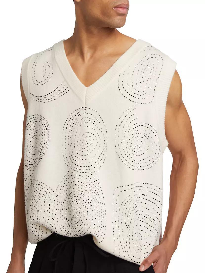 Circle Wool Knit Vest Product Image