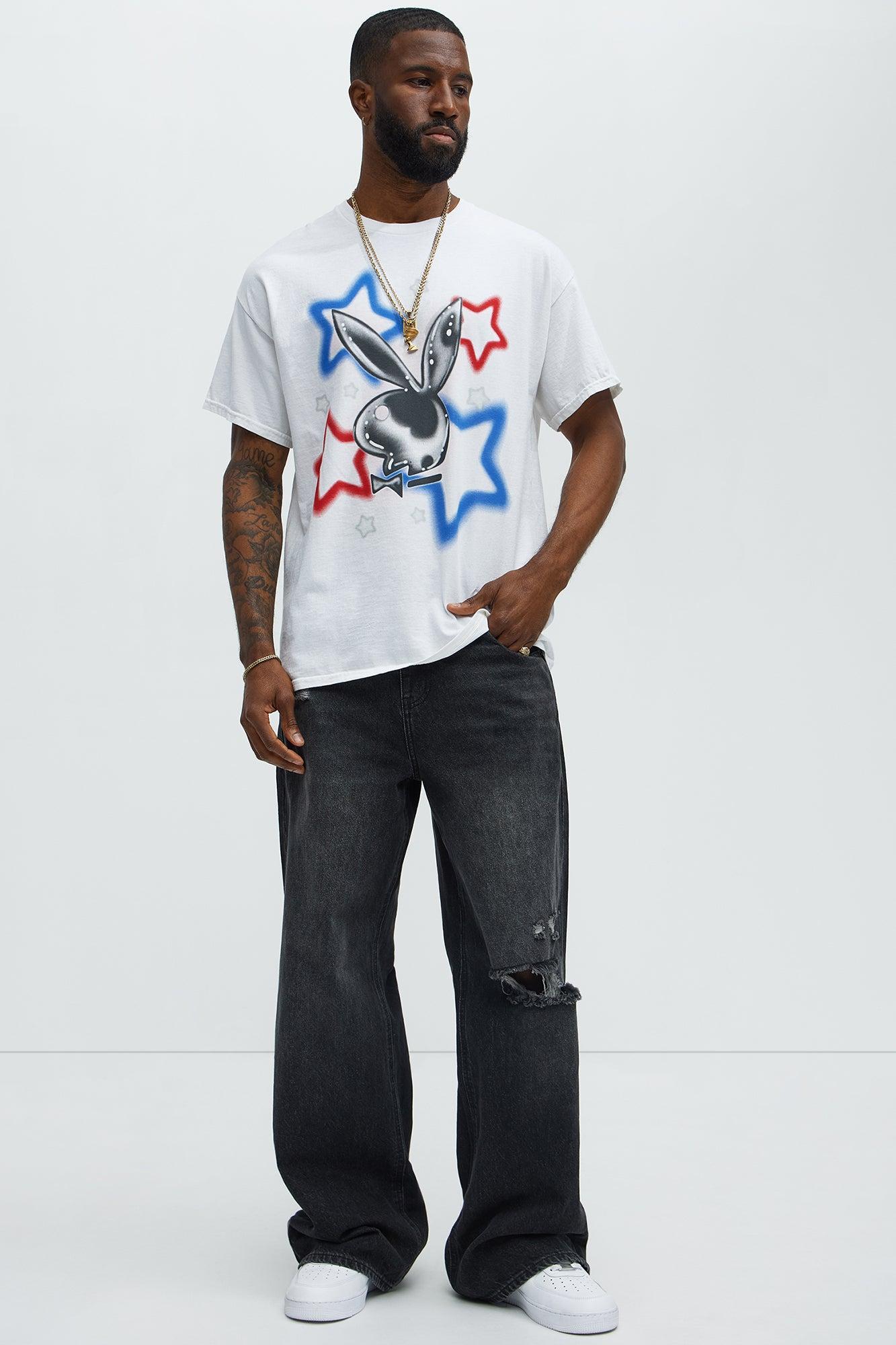 Playboy Airbrushed Short Sleeve Tee - White Product Image