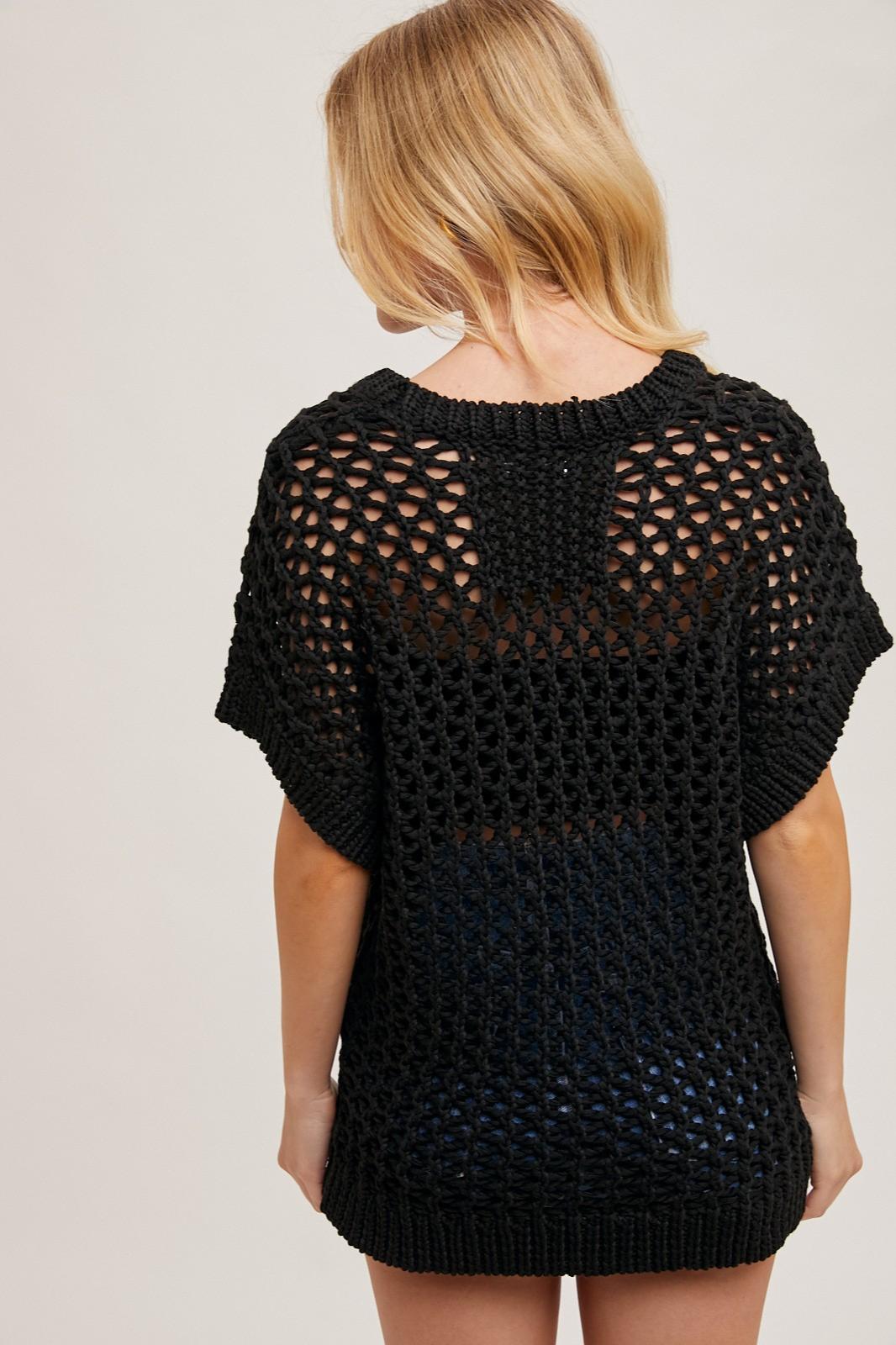 Sheer Fishnet Knit Pullover Top Product Image