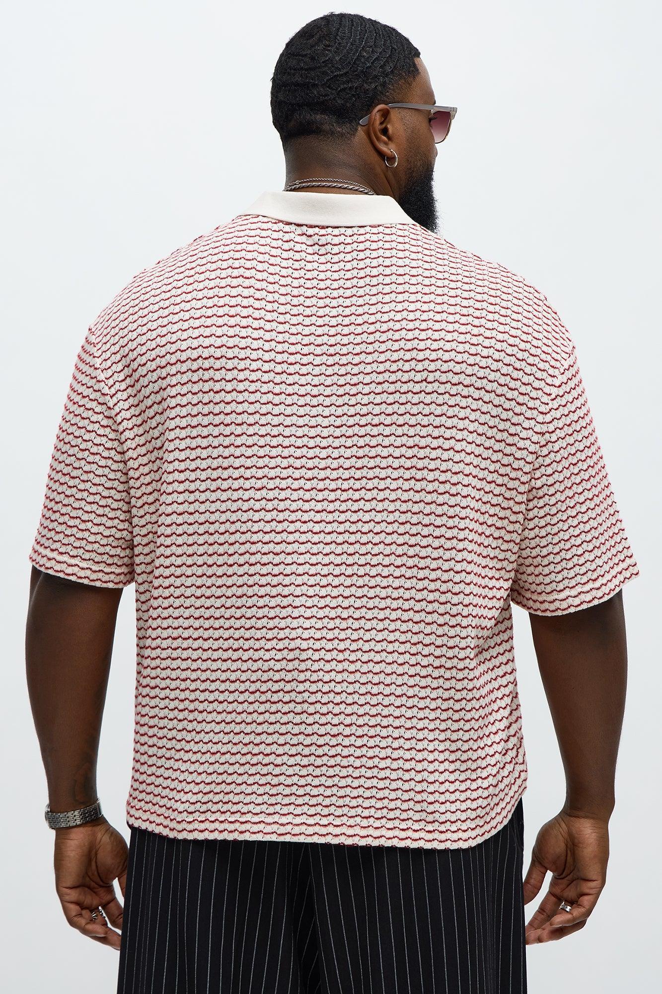 Regular Fit Color Block Button up Sweater Shirt - Cream/combo Product Image