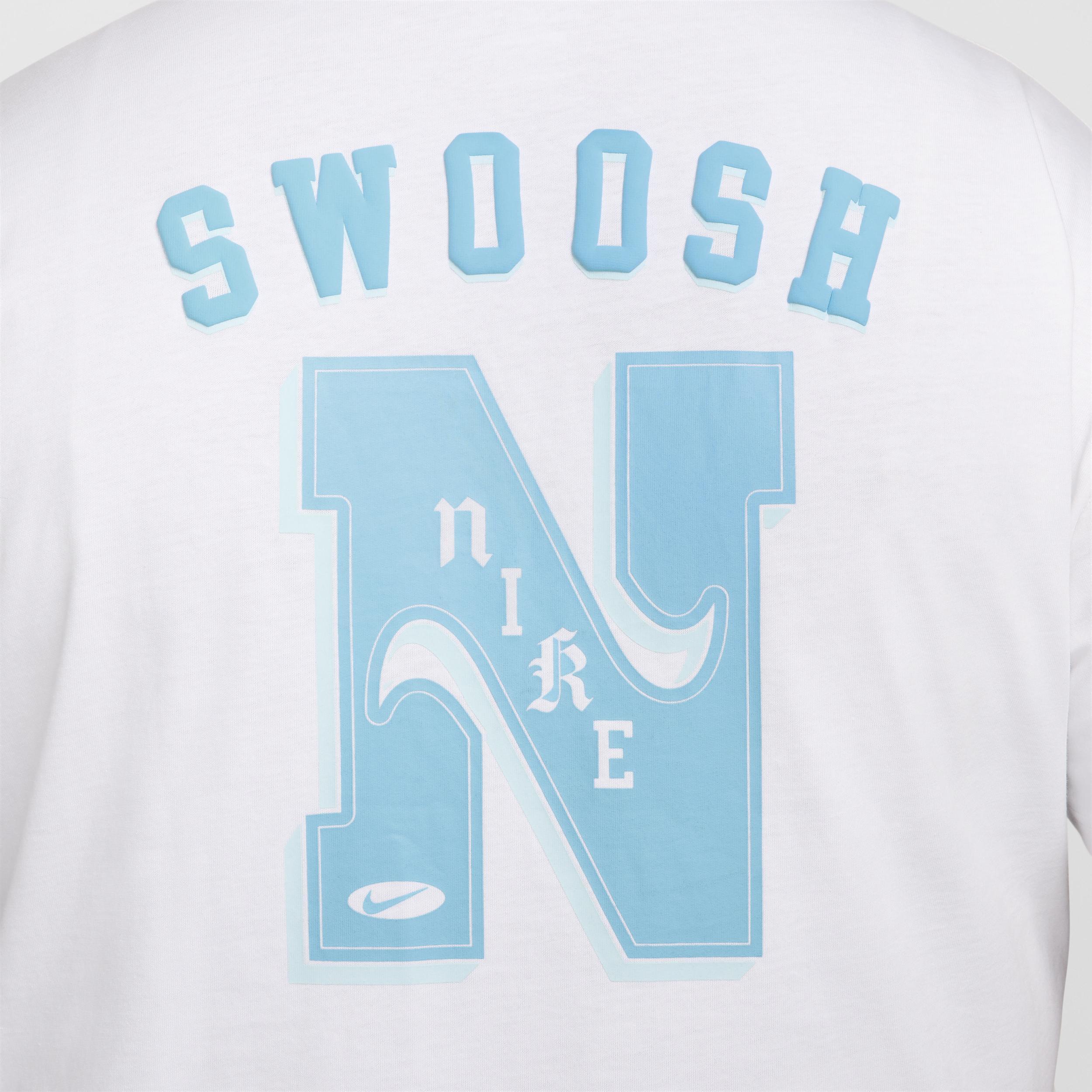 Nike Men's Sportswear Swoosh High T-Shirt in White/White Size XL 100% Cotton Product Image