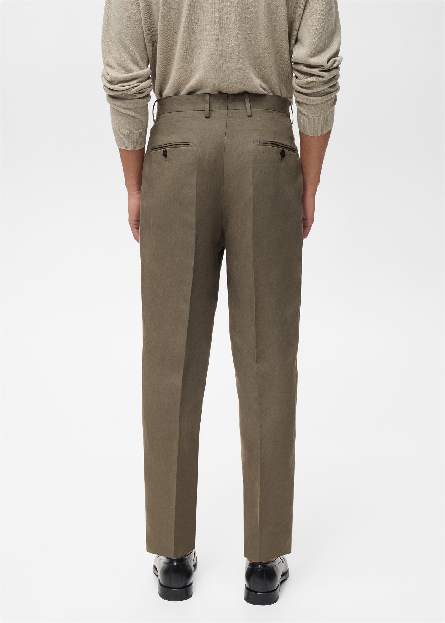 Slim-fit linen-blend pleated pants - Men | MANGO USA Product Image