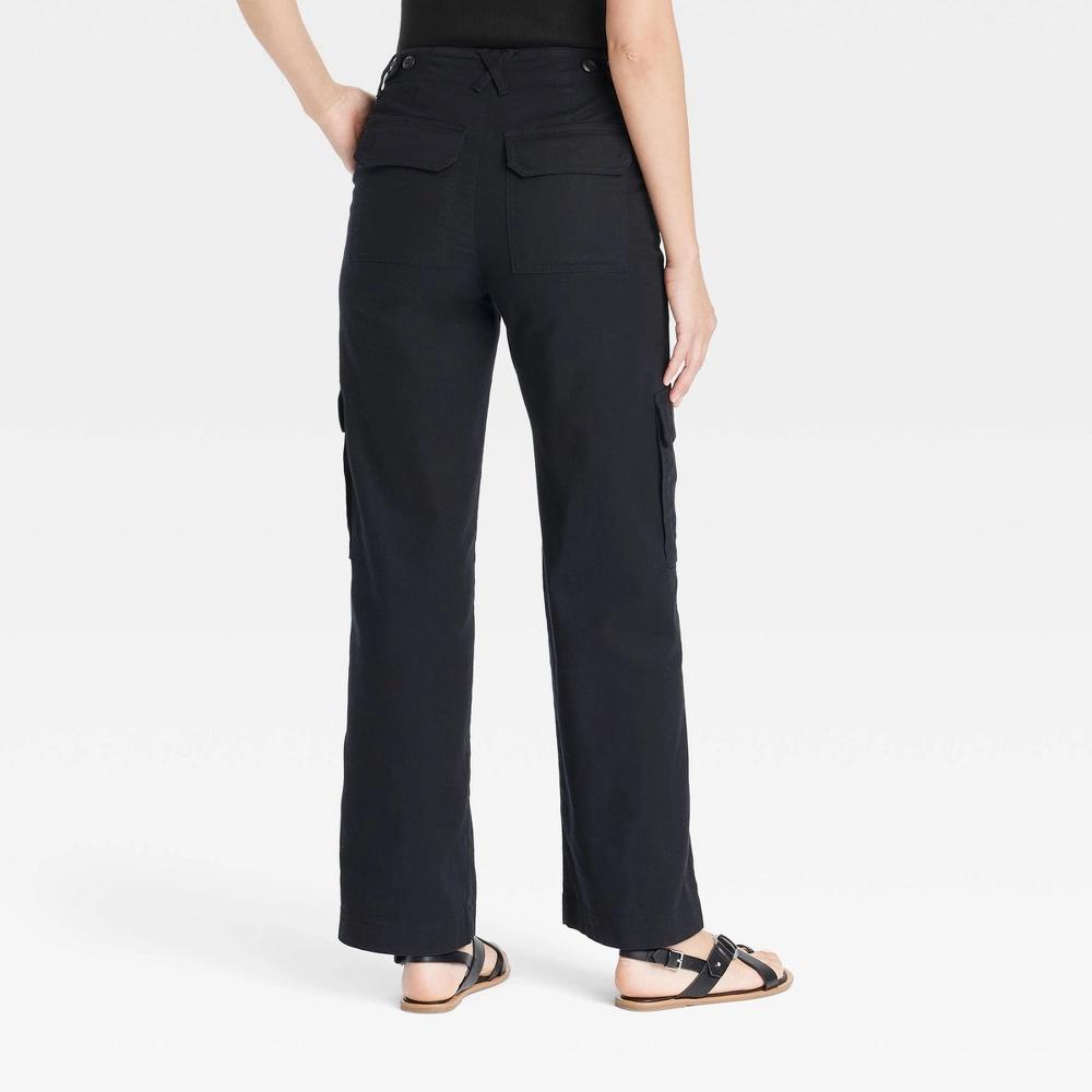 Women's Mid-Rise Straight Leg Utility Cargo Pants - Universal Thread™ Black 8 Product Image