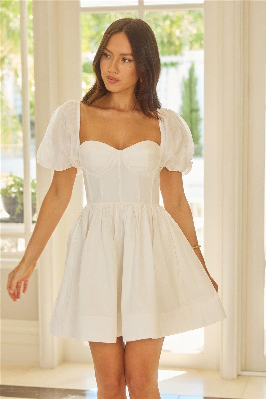 Whispering Luxe Short Sleeve Mini Dress White Product Image