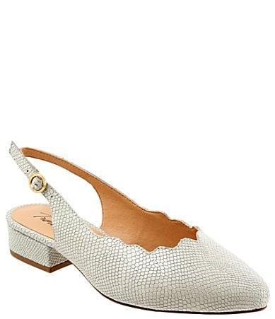 Trotters Joselyn Scalloped Leather Block Heel Slingback Pumps Product Image