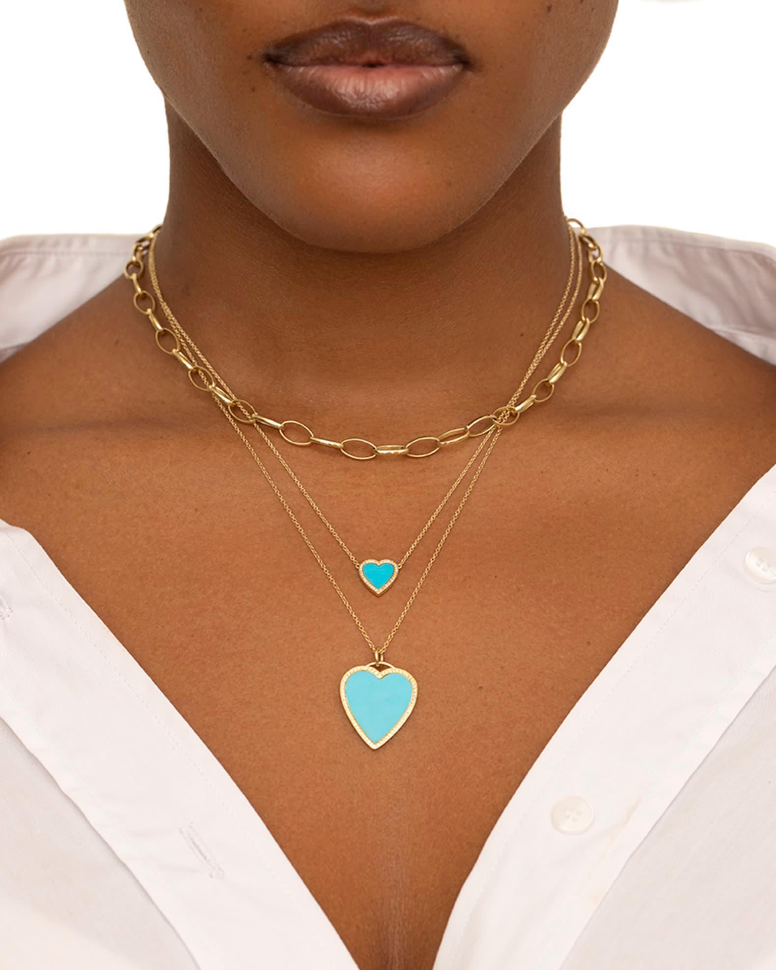 18k Inlay Heart Necklace with Diamonds Product Image