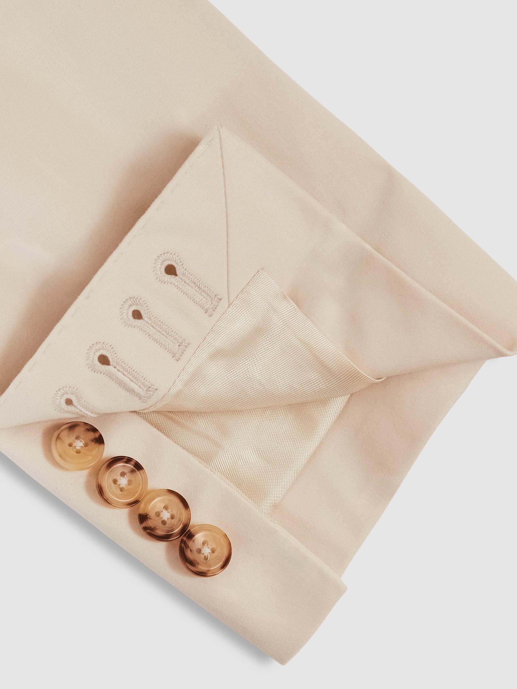 Linen Double-Breasted Suit Blazer Slim-Fit in Herringbone in White Product Image