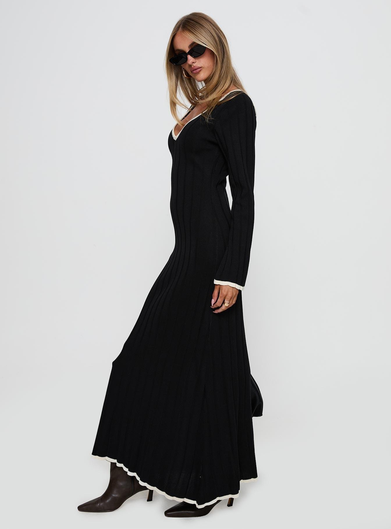 Claira Long Sleeve Maxi Dress Black Product Image