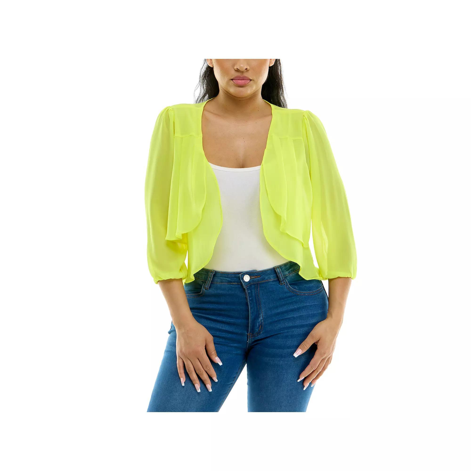 Women's Nina Leonard Chiffon Pleated Bolero, Size: XL, Black Product Image