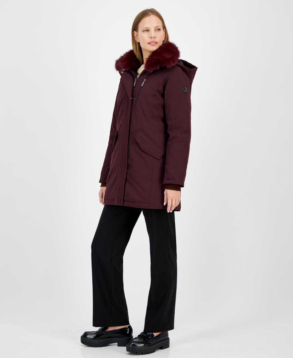 Michael Michael Kors Womens Faux-Fur-Trim Hooded Puffer Coat Product Image